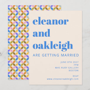 Invitation Mariage Typographie Bleue Géométrique Moderne Colo