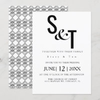 Mariage Typographie Dos Géométrique Noir Blanc