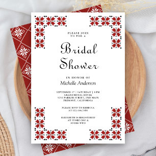 Invitation Mariage ukrainien rouge et noir Broderie Shower
