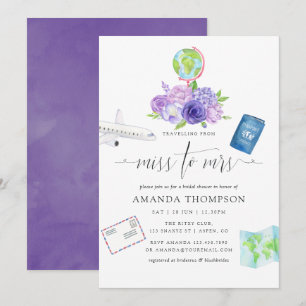 Invitation Mariage Ultra Violet Floral Miss à Mrs Shower
