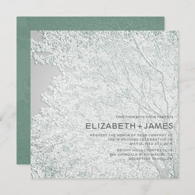 Invitation Mariage unique à thème arboré © (Devant / Derrière)