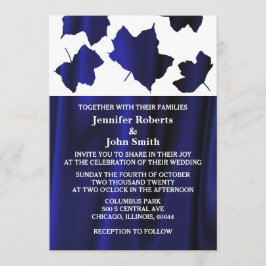 Invitation Mariage unique en blanc Satin Bleu profond