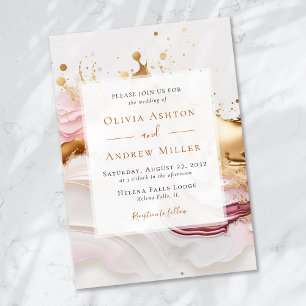 Invitation Mariage unique Gold Pink Abstrait