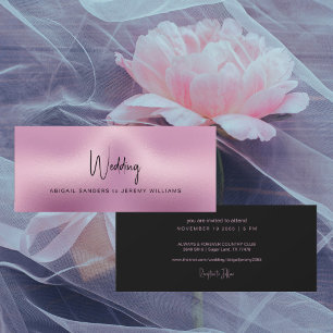 Invitation Mariage Unique Rose Métallisé et Noir