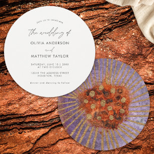 Invitation Mariage Unique Simple Violet Or Aquarelle Bohème