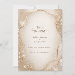 Invitation Mariage vague botanique métallisé Champagne