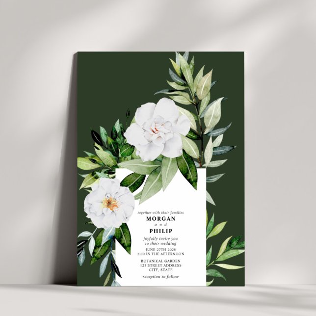 Invitation Mariage végétal floral flanc foncé (Créateur téléchargé)