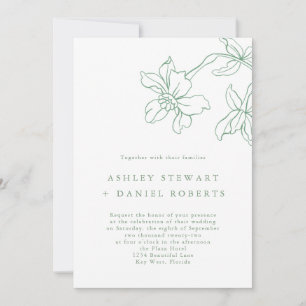 Invitation Mariage végétal moderne Floral Sage vert