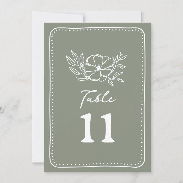 Invitation Mariage végétal vert Sage (Devant)