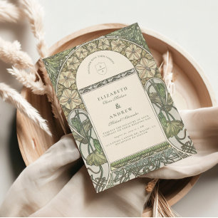 Invitation Mariage verdure Art Nouveau floral