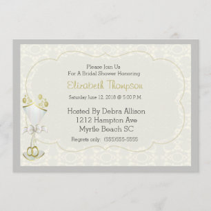 Invitation Mariage verre Bubbly Damask Fête des mariées Invit