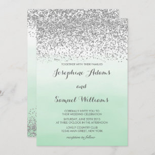 Invitation Mariage vert argent et menthe