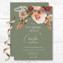 Mariage vert Boho Peach & Rust Floral Sage