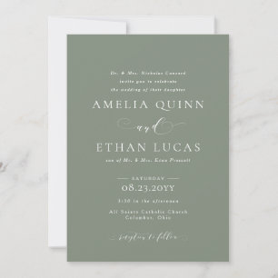 Invitation Mariage vert clair élégant