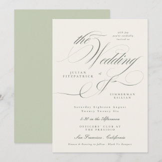 Invitation Mariage Vert dans un Jardin Formel