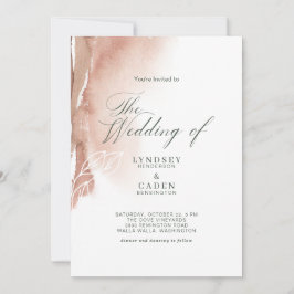 Invitation Mariage vert de forêt Abstraite brûlée orange mode