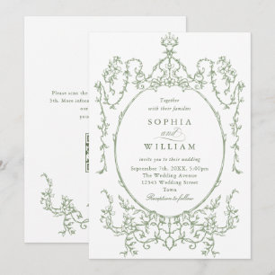 Invitation Mariage vert de l'âge orné victorien Grace Floral