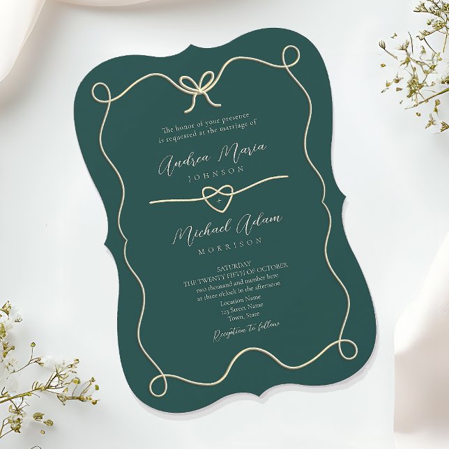 Invitation Mariage vert émeraude or (Créateur téléchargé)