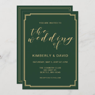 Invitation Mariage vert et or