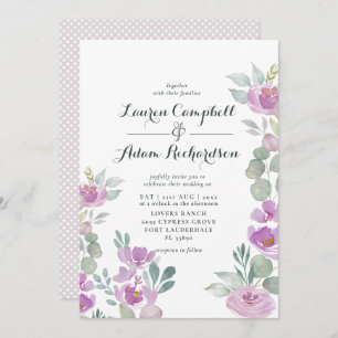 Invitation Mariage vert Eucalyptus rose Rustique