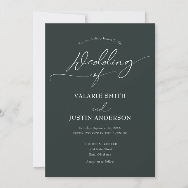 Invitation Mariage vert foncé d'olive rustique (Devant)