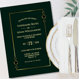 Invitation Mariage vert Gold Frame