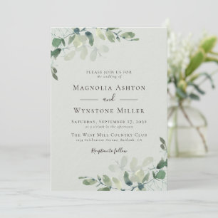 Invitation Mariage vert haut de gamme Eucalyptus Sage de luxe