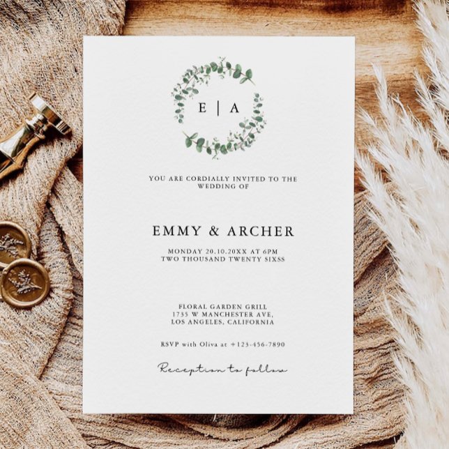 Invitation Mariage vert invite Modèle (Greenery Wedding Invites Template)