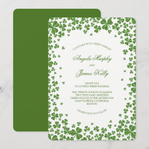 Invitation Mariage vert irlandais de shamrock