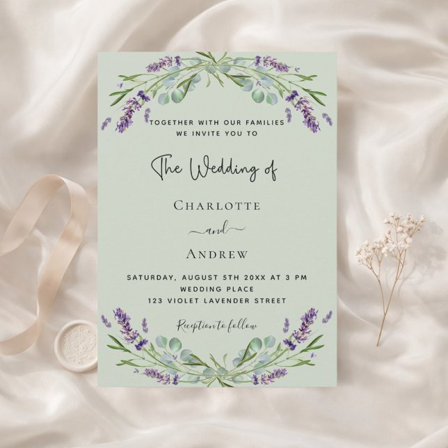 Invitation Mariage vert Lavender eucalyptus (Créateur téléchargé)