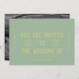Invitation Mariage vert monochrome rétro