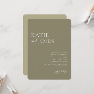 Invitation Mariage vert Monogramme moderne