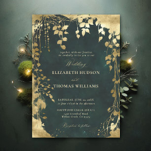 Invitation Mariage Vert Or Enchanted Forêt Folithe