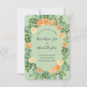Invitation Mariage Vert Pêche Printemps Pastel
