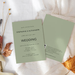 Invitation Mariage vert Sage de code QR simple texte