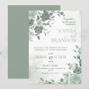 Invitation Mariage Vert Sauge