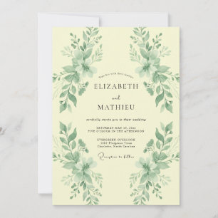 Invitation Mariage Vert Sauge Champagne