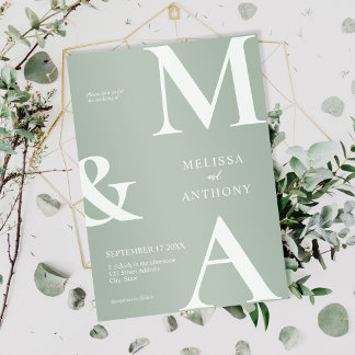 Invitation Mariage Vert Sauge Minimaliste Moderne