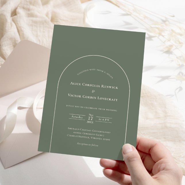 Invitation Mariage vert simple Boho Arch Sage (Créateur téléchargé)