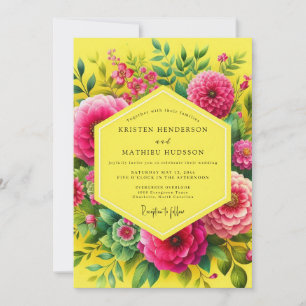 Invitation Mariage Vibrant Flora Citron