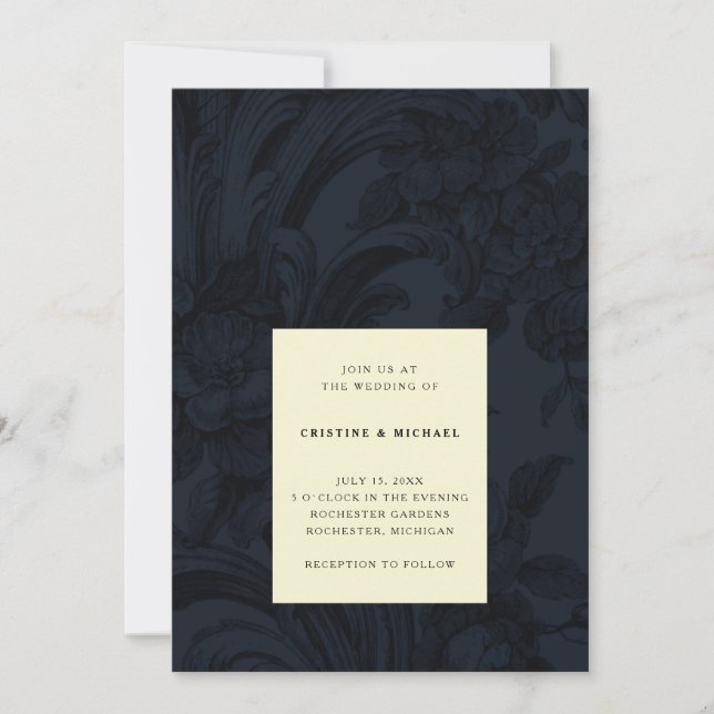 Invitation Mariage victorien décoratif foncé (Devant)