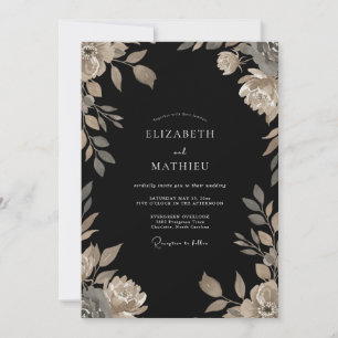 Invitation Mariage Vigne Champagne Noir