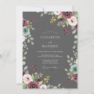 Invitation Mariage Vigne Charbon de Bois Marron