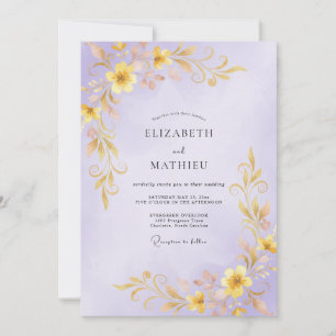 Invitation Mariage Vigne Dorée Lilas