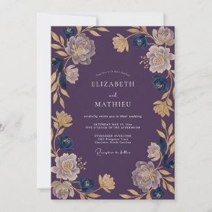 Invitation Mariage Vigne Peinte en Prune