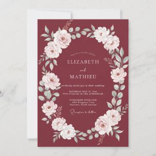 Invitation Mariage Vigne Rouge Profond