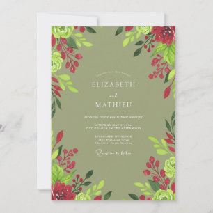 Invitation Mariage Vigne Rouge Sage