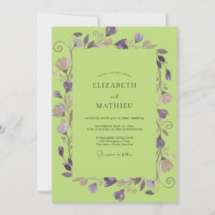 Invitation Mariage Vigne Violette Chartreuse