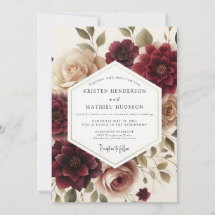 Invitation Mariage Vignette Rouge Bordeaux