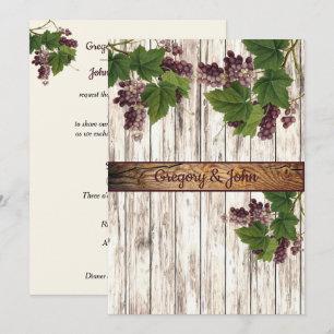 Invitation Mariage vinicole rustique de raisin de bois